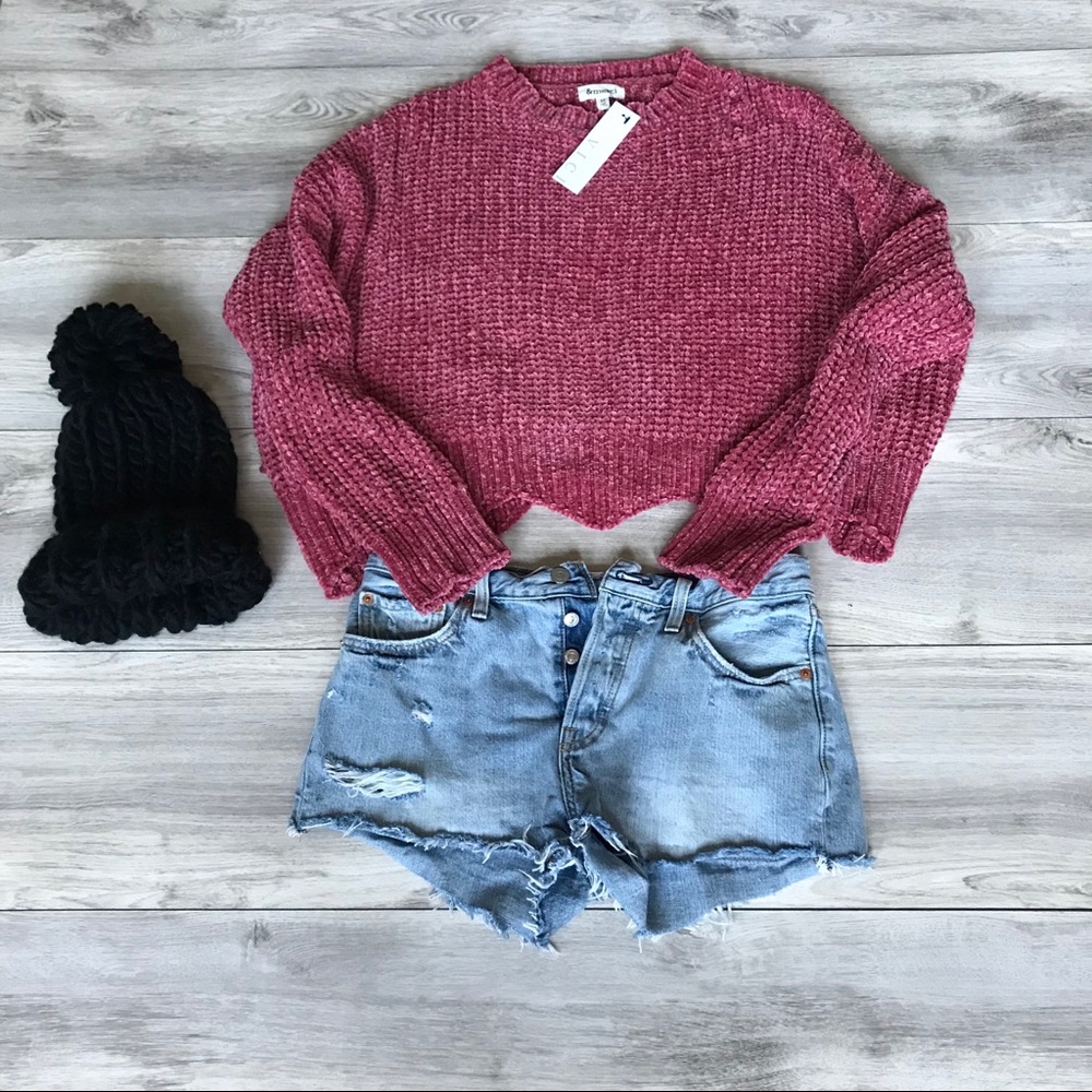 Levi Jean Shorts and Sweater.